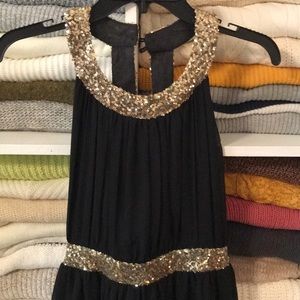 Red Clover size large gold sequin and black new with tags dress